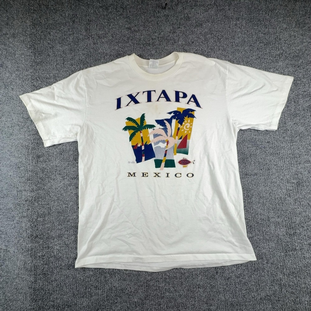 Vintage Ali Shirt Mens XL White Ixtapa Mexico Beach Souvenir Graphic Tee